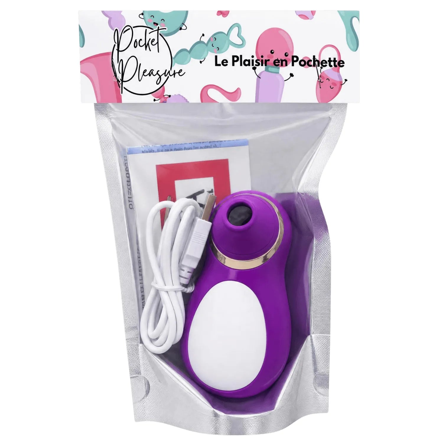 Stimulateur Clitoridien Silicone Pingouin 2 en 1 Fuchsia Violet USB Rechargeable 8 Vitesses