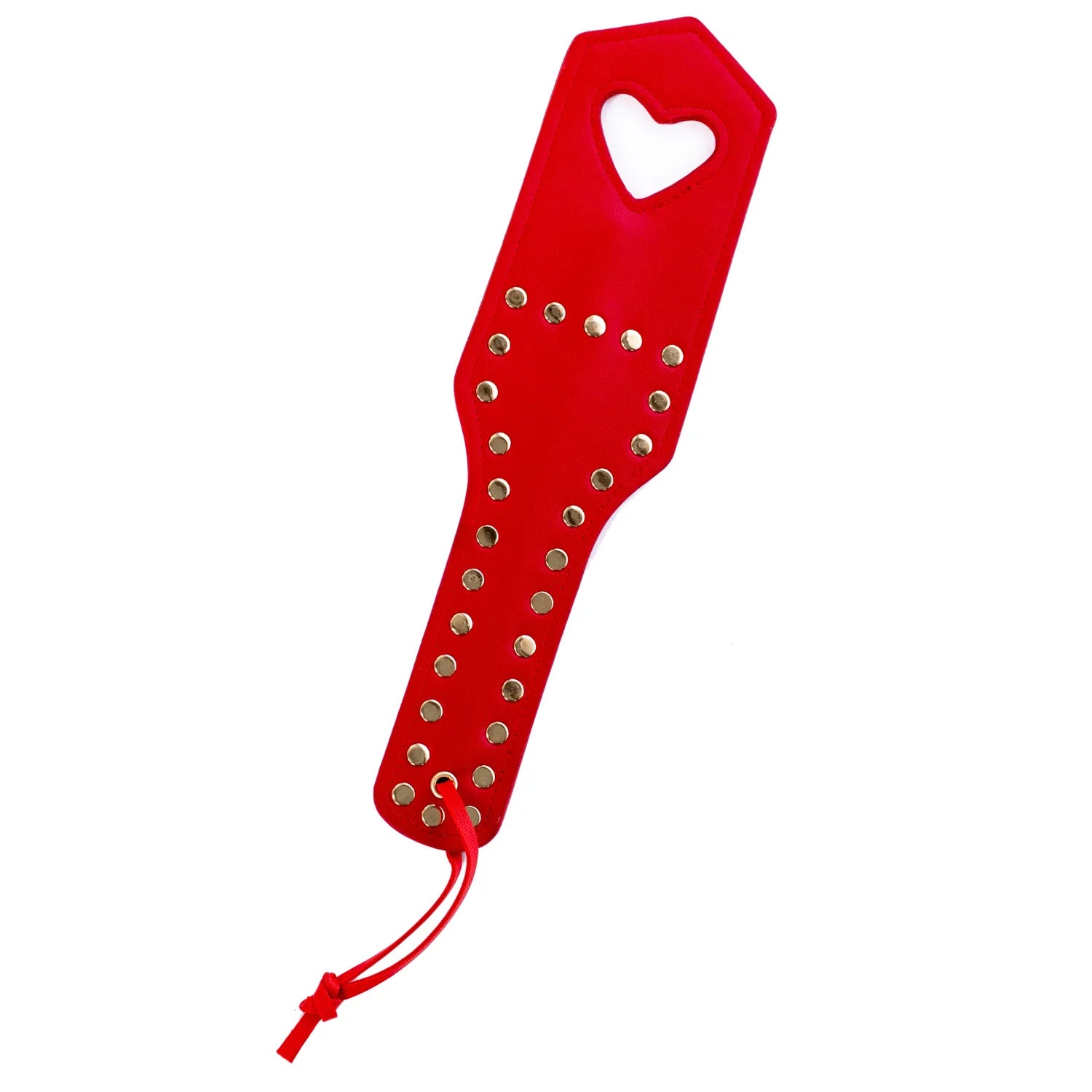 Paddle fessée similicuir rouge intensif clouté cœur style BDSM Mapalé