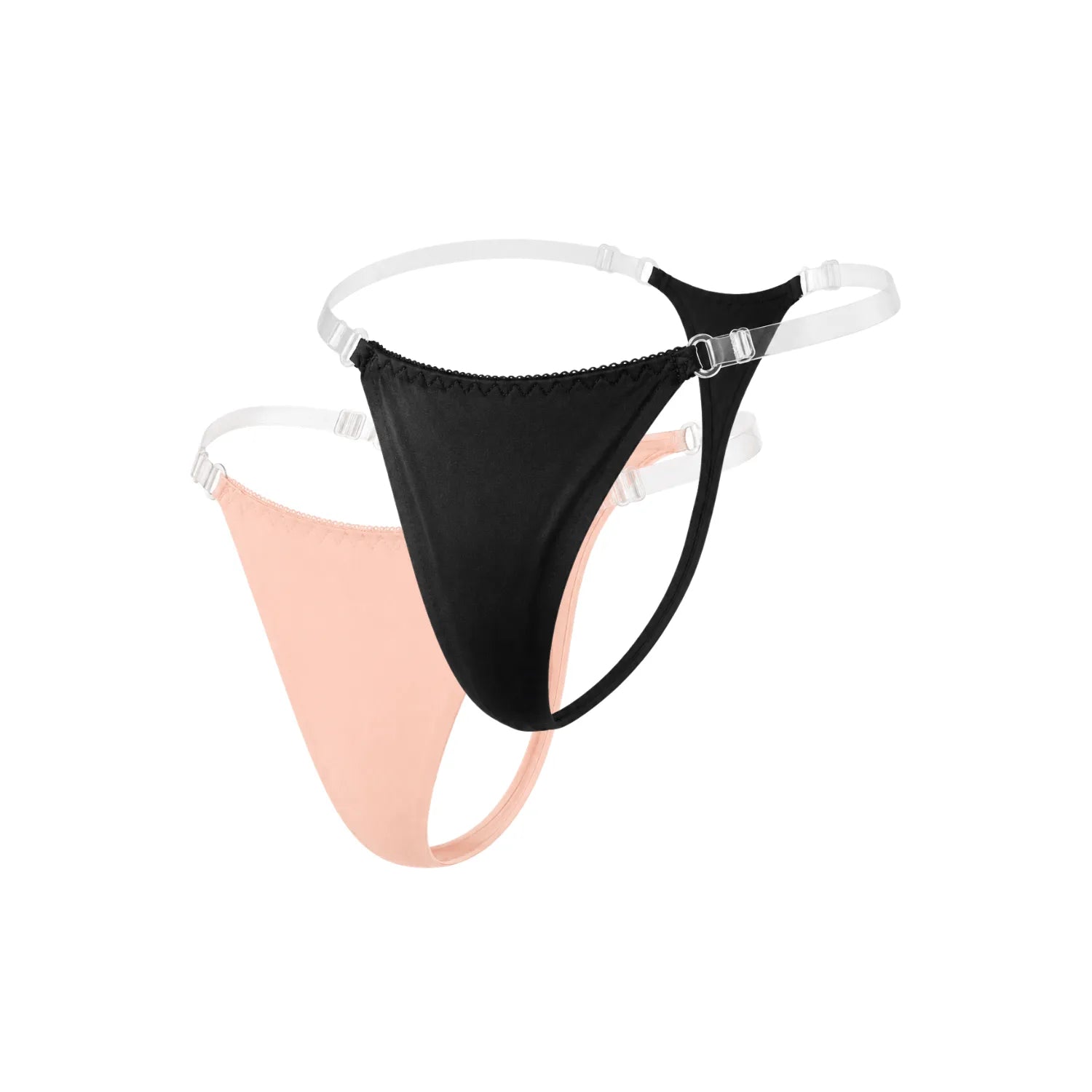 Lot de 2 strings invisibles réglables Mapalé, noir et nude, minimalistes avec lanières transparentes pour discrétion optim...