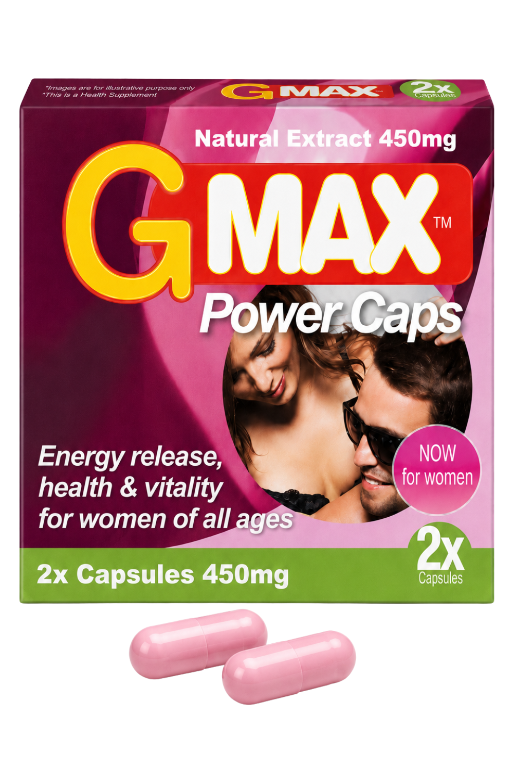 G-MAX Power Caps Boite de 2 gélules – Femme Libido & Vitalité Intime Complément alimentaire