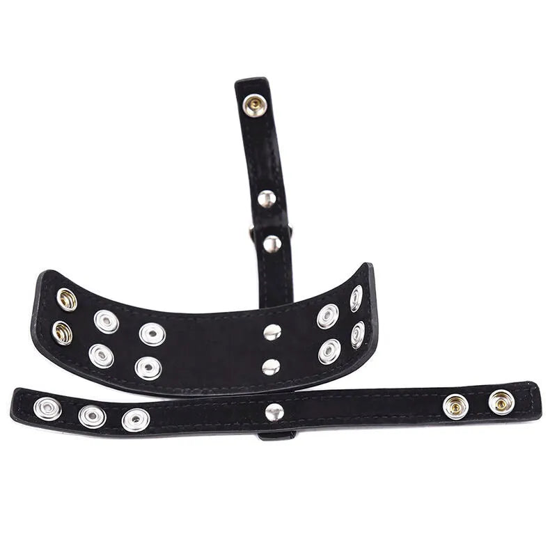 Accessoire fétiche cuir noir réglable, sans nickel, hypoallergénique, avec boucles métalliques, design ergonomique et disc...