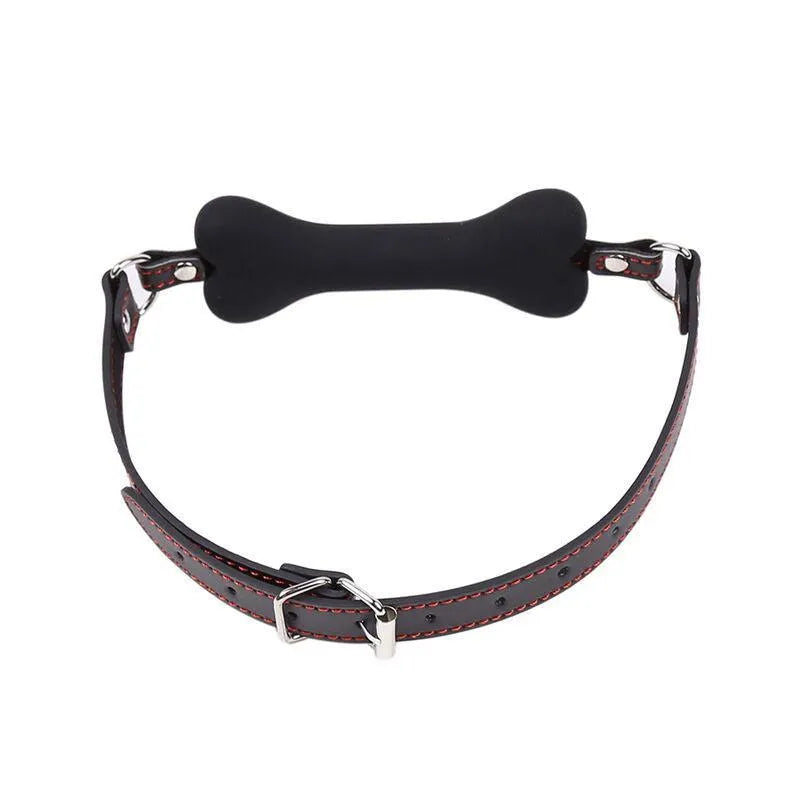 Accessoire fétiche mâchoire os noir en PVC et silicone, design innovant, 12 cm, durable et hygiénique.