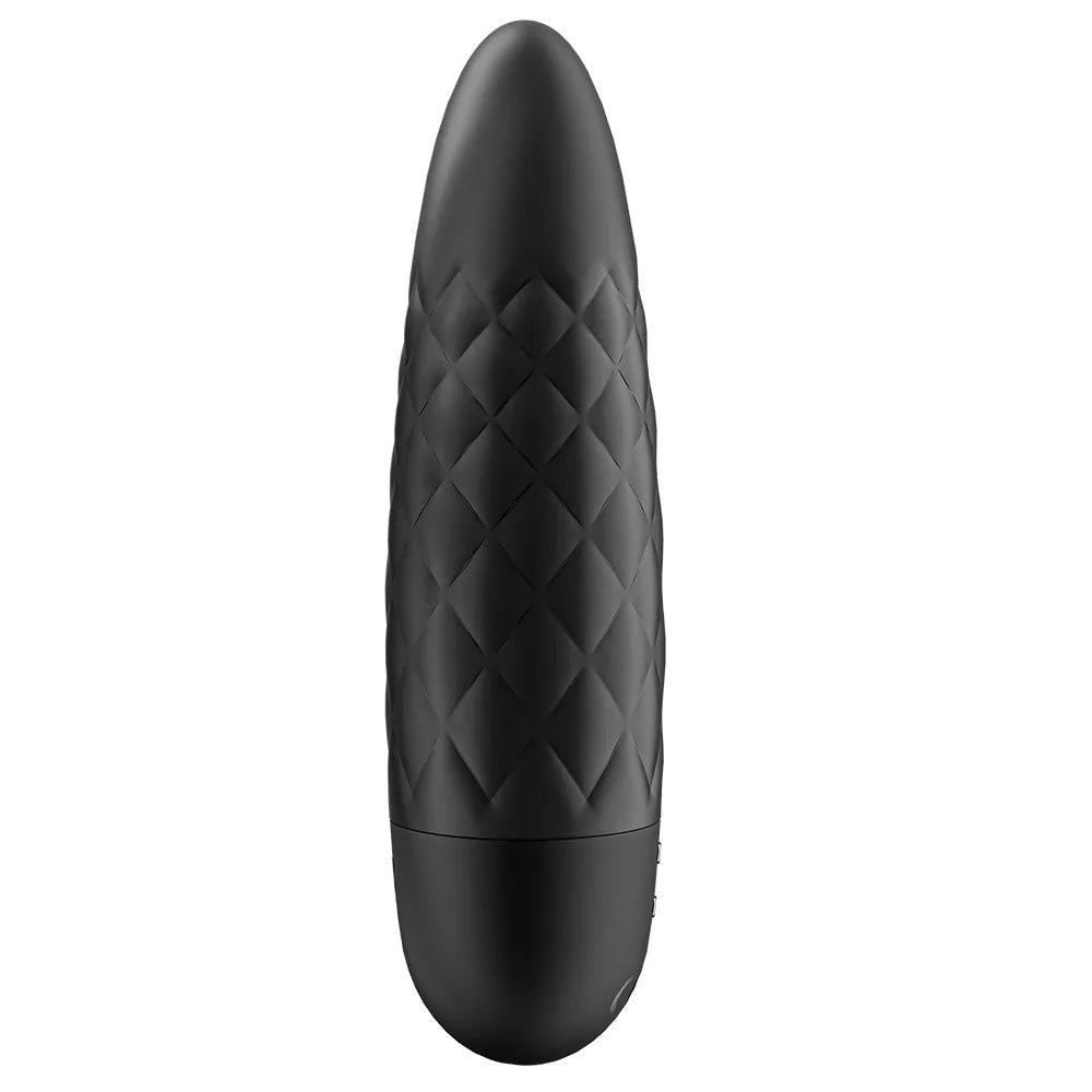 Vibromasseur noir USB Ultra Power Bullet 5 en silicone biocompatible, waterproof, puissant et silencieux.