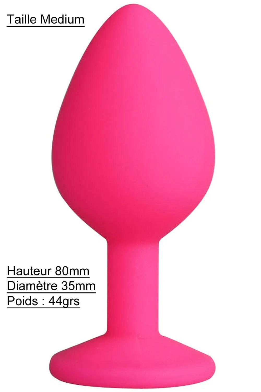 Plug anal rose en silicone médical, bijou facetté scintillant, 8cm, diamètre 35mm, élégant et confortable.