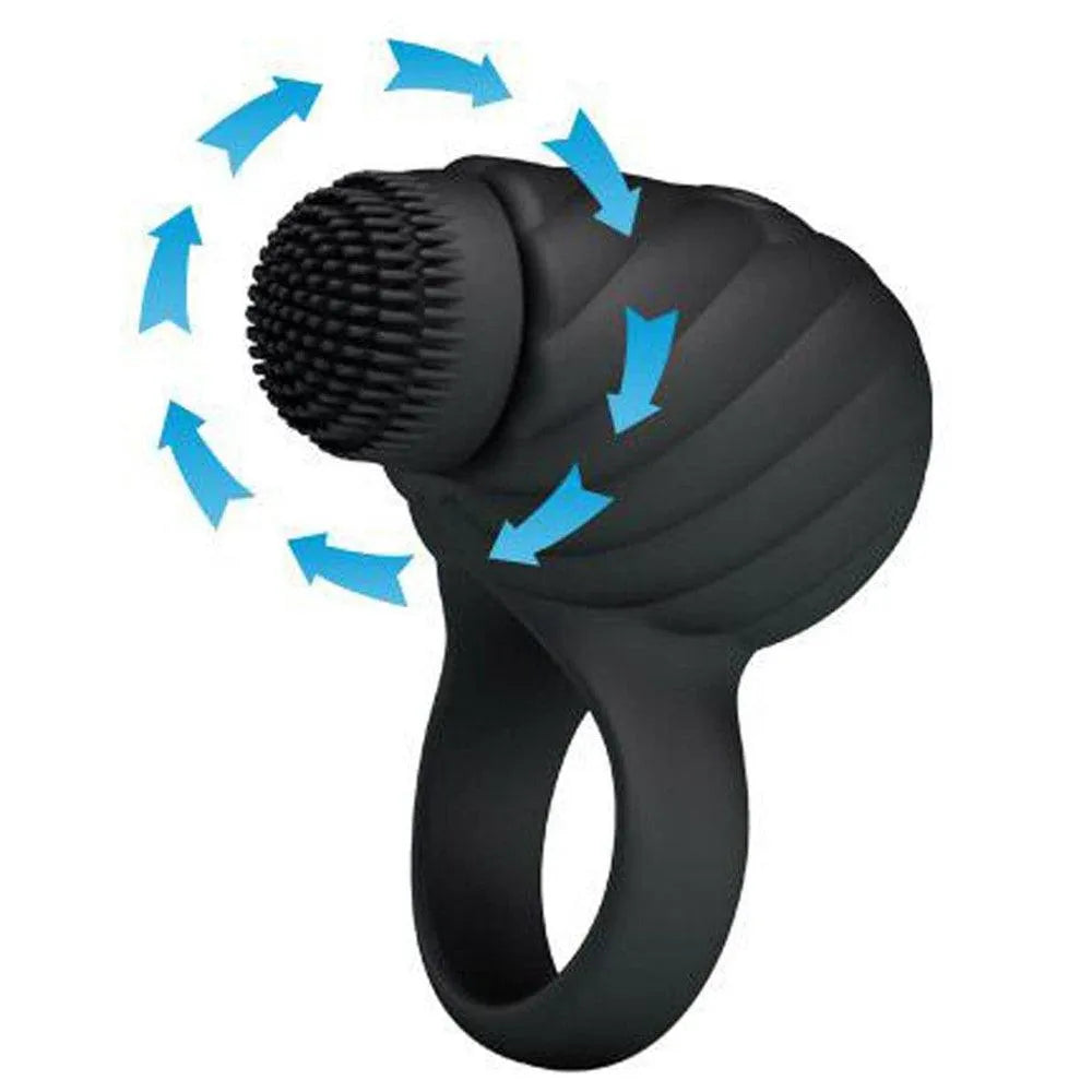 Anneau pénis Florence noir extensible rotatif stimulation clitoridienne trois vitesses rechargeable sans phtalates silicone ergonomique silencieux étanche réutilisable