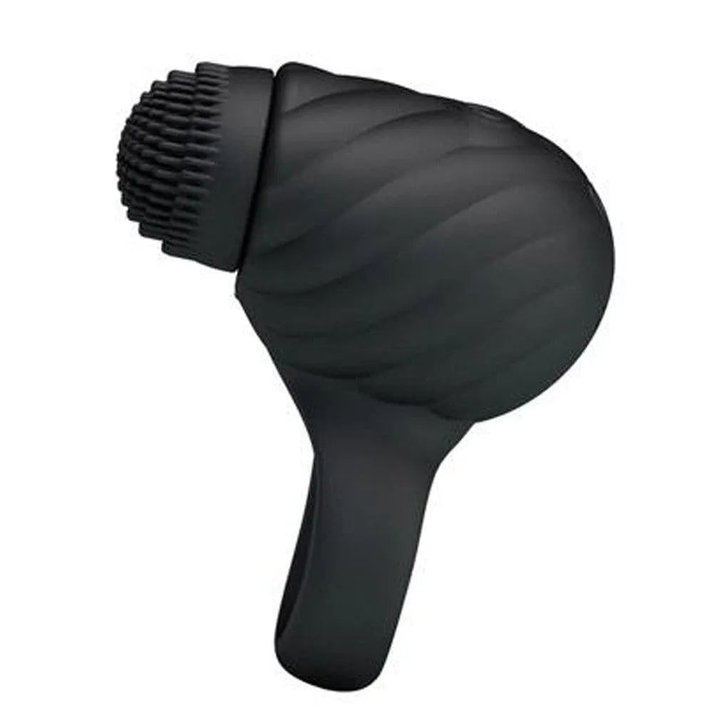 Anneau pénis noir extensible avec tête rotative, stimulation clitoridienne, silicone ergonomique, rechargeable USB.
