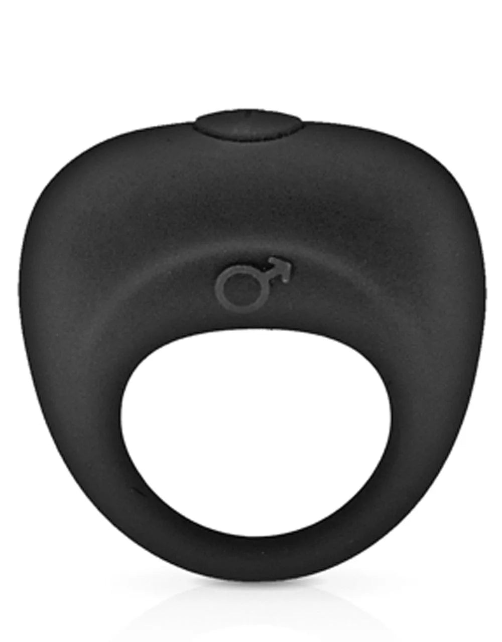 Anneau pénien noir en silicone extensible, forme futuriste, ergonomique, vibrant, étanche, piles incluses.
