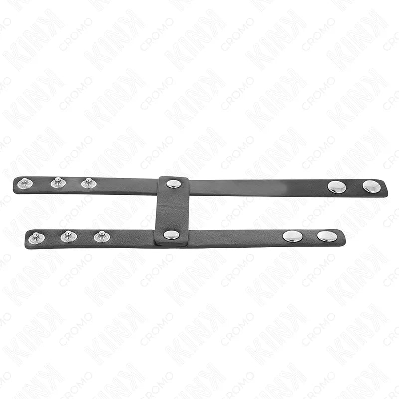 Anneau pénien réglable en cuir noir avec boutons métalliques, accessoire BDSM sophistiqué et durable pour stimulation inte...