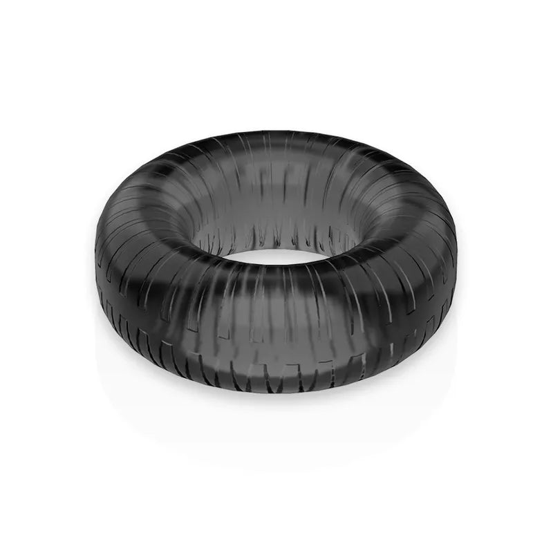 Anneau pénien noir TPE hypoallergénique, doux et soyeux, compression uniforme pour érection prolongée et plaisir intensifié.