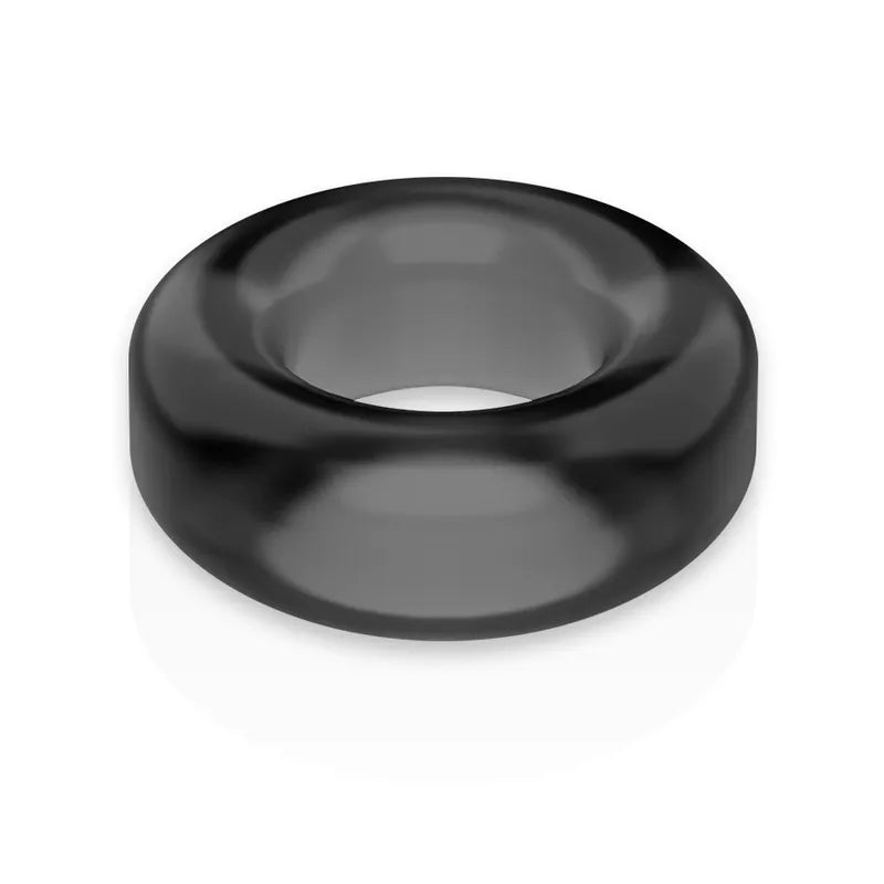 Anneau pénien noir en TPE hypoallergénique, ergonomique, flexible, pour prolongation érection et confort optimal.