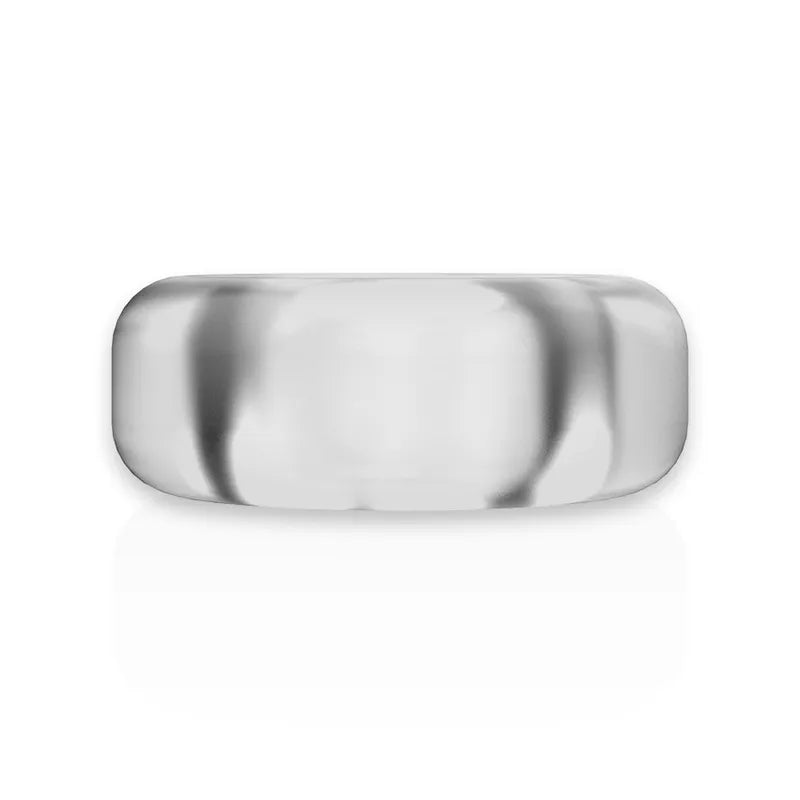 Anneau pénien hypoallergénique TPE gris, ergonomique, doux et ajustable, pour prolongation érection et confort.