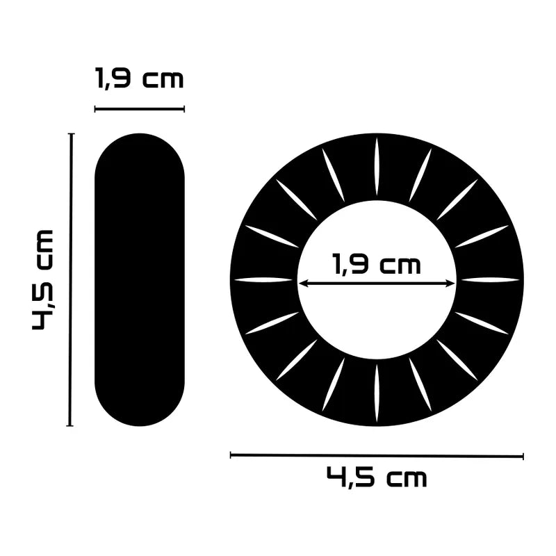 Anneau pénien TPE noir, hypoallergénique, forme circulaire, compression uniforme, dimensions 4,5 cm x 1,9 cm.