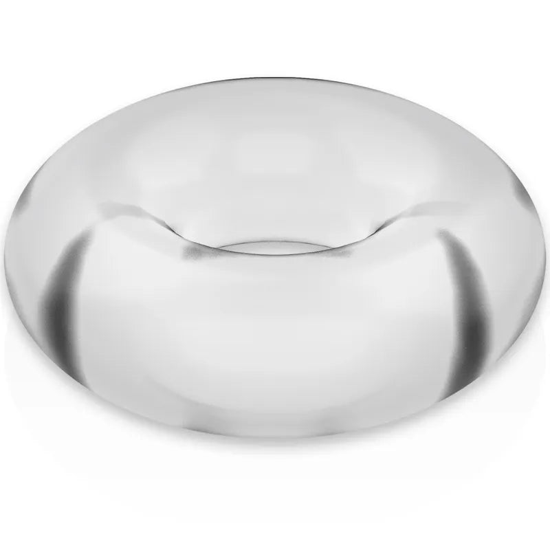 Anneau pénien transparent hypoallergénique TPE, forme ergonomique, extensible, pour confort et performance intime.