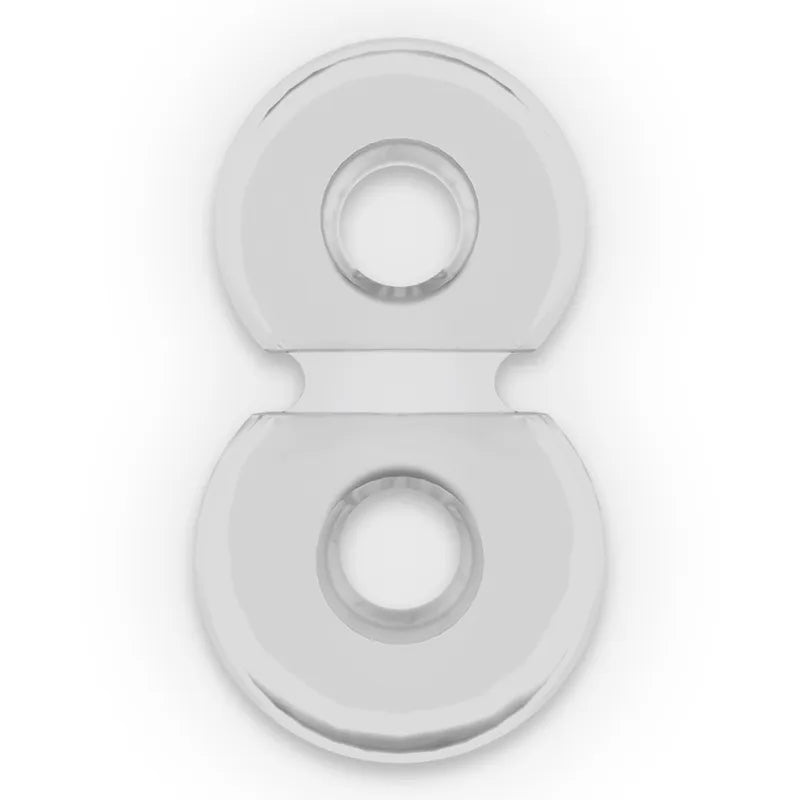Anneau pénien testiculaire hypoallergénique TPE, forme ovale, couleur transparente, compression uniforme, facile à nettoyer.