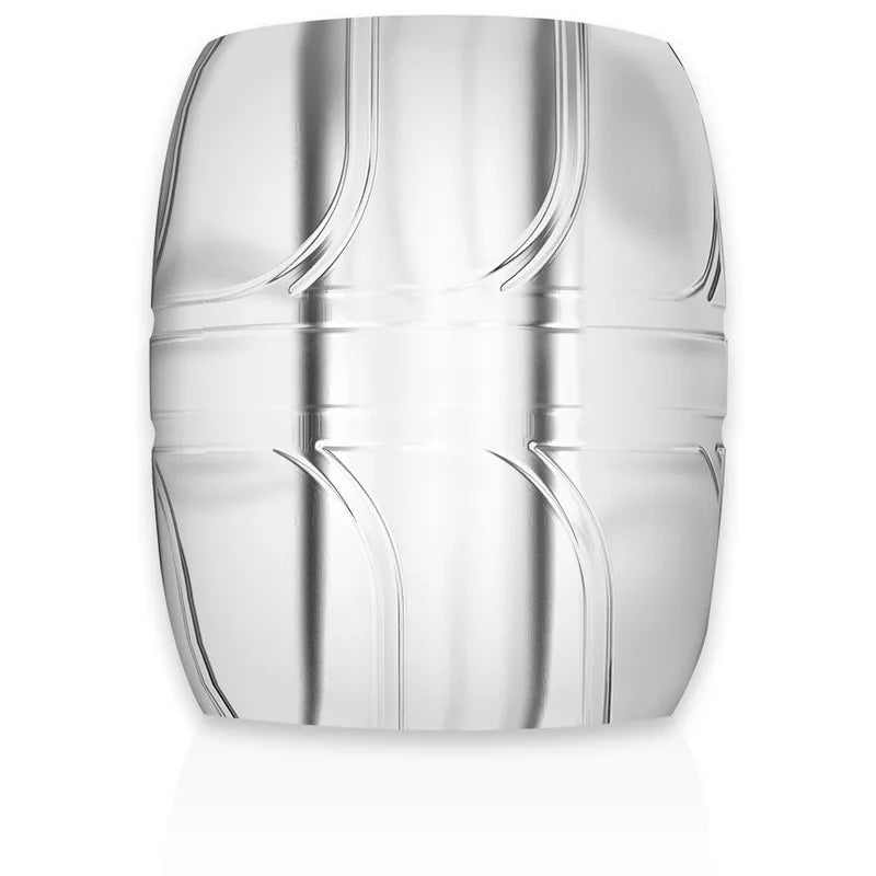 Anneau pénien TPE argenté, hypoallergénique, flexible, compact, avec motifs gravés pour confort et performance optimale.