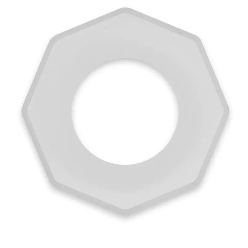 Anneau pénien hypoallergénique TPE gris, forme octogonale, douceur et confort pour érections prolongées et fermes.