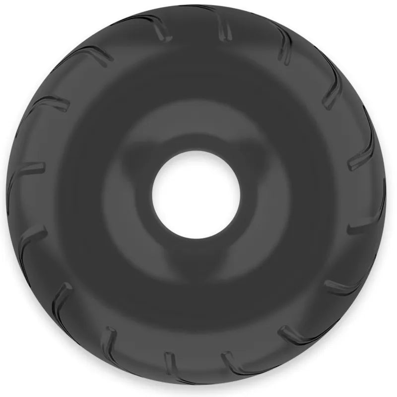 Anneau pénien noir en TPE hypoallergénique, design circulaire, surface lisse, compression uniforme pour confort optimal.