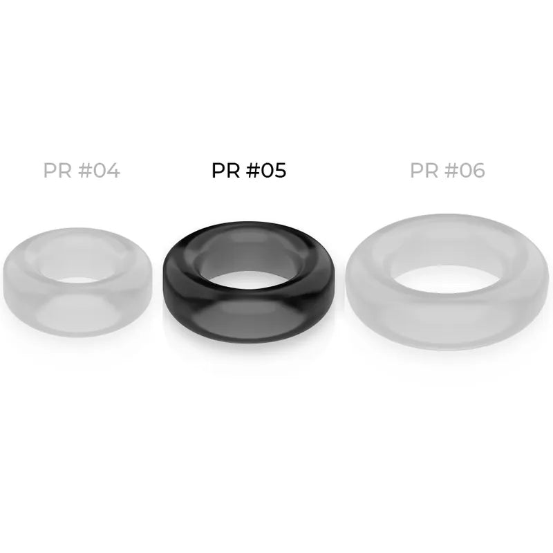 Anneau pénien TPE noir et transparent, hypoallergénique, doux, résistant, pour performance prolongée et confort intime.