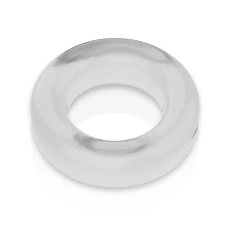 Anneau pénien transparent en TPE hypoallergénique, forme circulaire, compression homogène pour érections fermes.