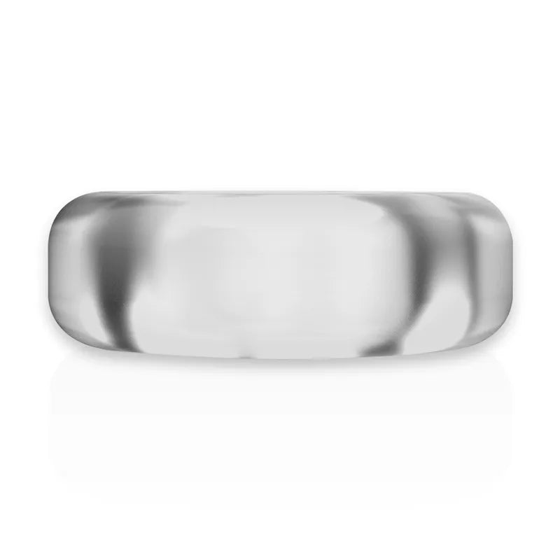 Anneau pénien hypoallergénique TPE gris, design lisse et ajustable, pour érections fermes et confort optimal.