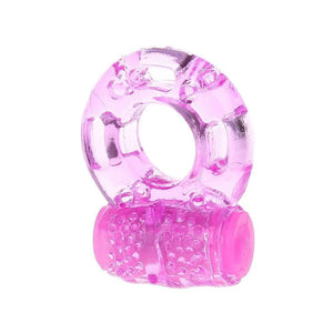 anneau pénien vibrant transparent rose TPR extensible sans phtalate stimulation érection prolongation plaisir retard éjaculation compact portable piles LR41