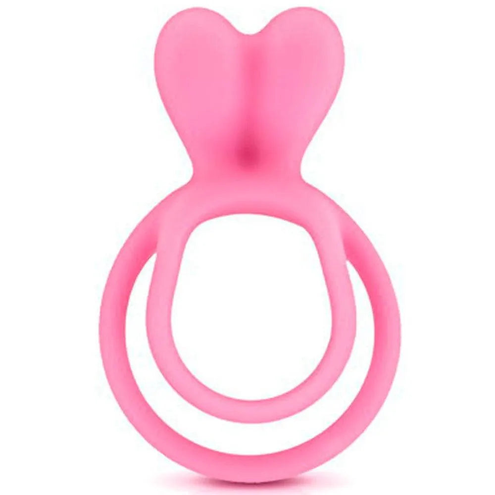 anneau rose pénien double circonférence enveloppant testicules oreilles stimulantes clitoris diamètre 3cm sans phtalates confortable sûr prolongation plaisir