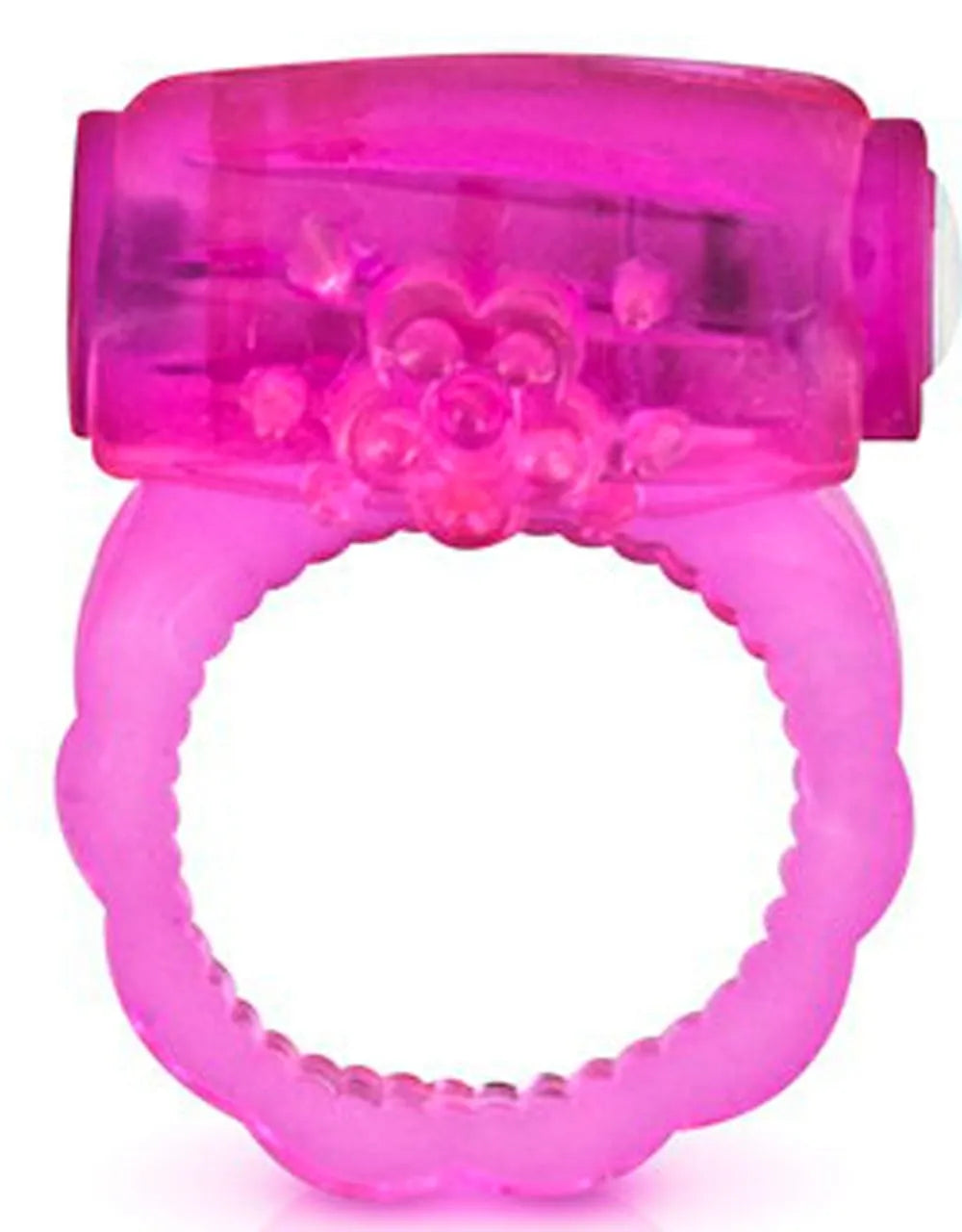 Anneau vibrant pénien rose extensible, stimulation clitoridienne, vibrations intensifiées, érection durable.