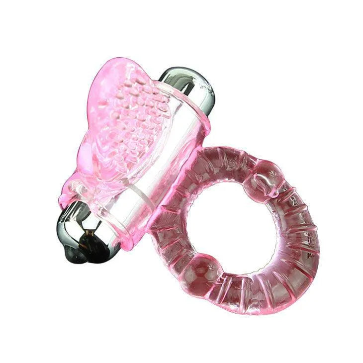 Anneau vibrant rose ergonomique avec stimulateur clitoridien intégré, balle amovible, design flexible et hypoallergénique.