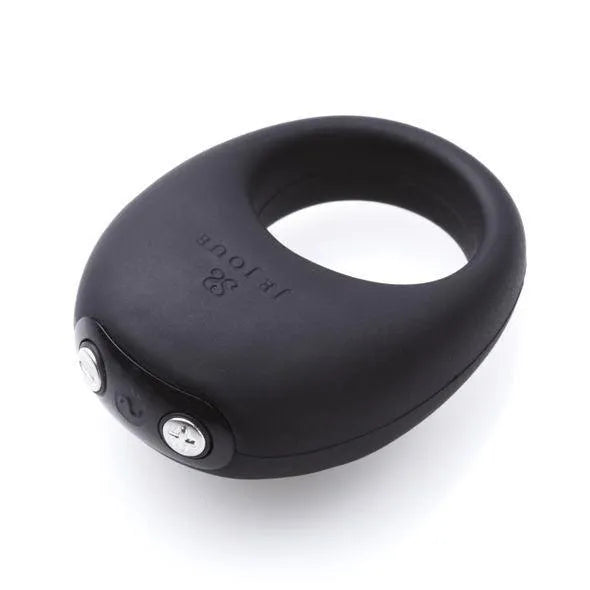 Anneau vibrant noir flexible Je Joue Mio, ergonomique, moteur basse fréquence, stimulation clitoridienne, rechargeable.