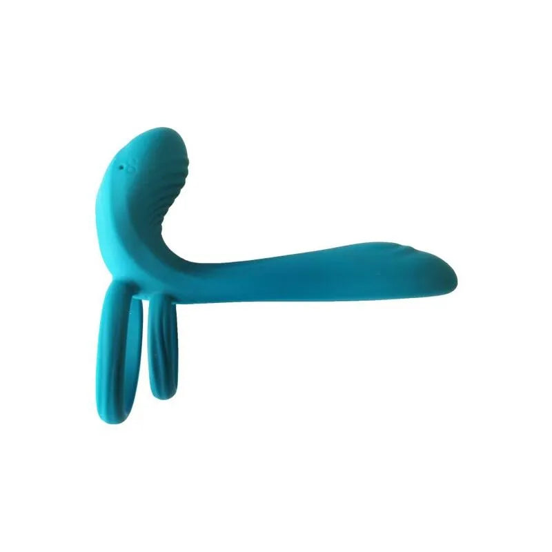 Anneau vibrant bleu Xocoon en silicone, forme ergonomique, stimulation clitoridienne et pénienne, rechargeable et étanche.