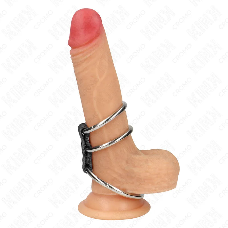 Anneaux péniens cuir ajustable vegan véritable résistant confortable réglable pression précise sensualité maîtrisée design sophistiqué noir marron BDSM hygiène discrétion