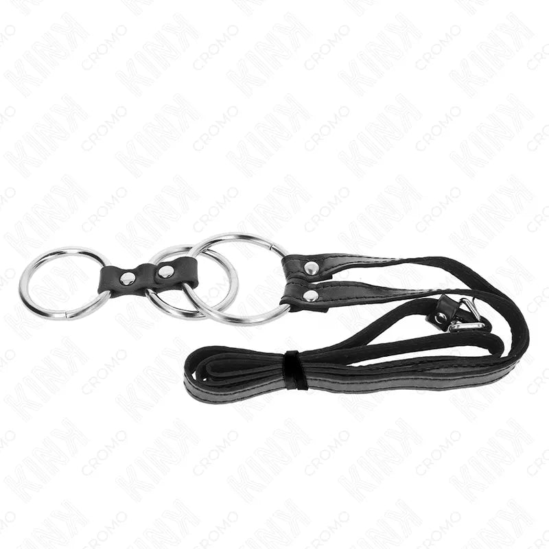 Anneaux BDSM ajustables en cuir noir, robustes et élégants, pour novices et experts, offrant confort et contrôle.