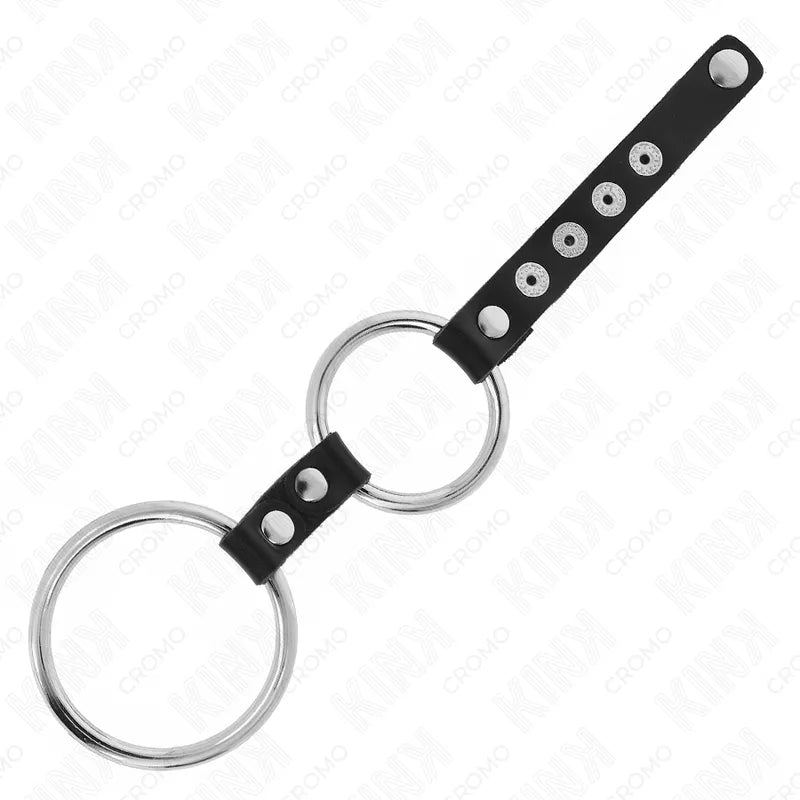 Anneaux péniens ajustables en cuir noir avec boutons-pression, design élégant et durable pour confort et contrôle BDSM.