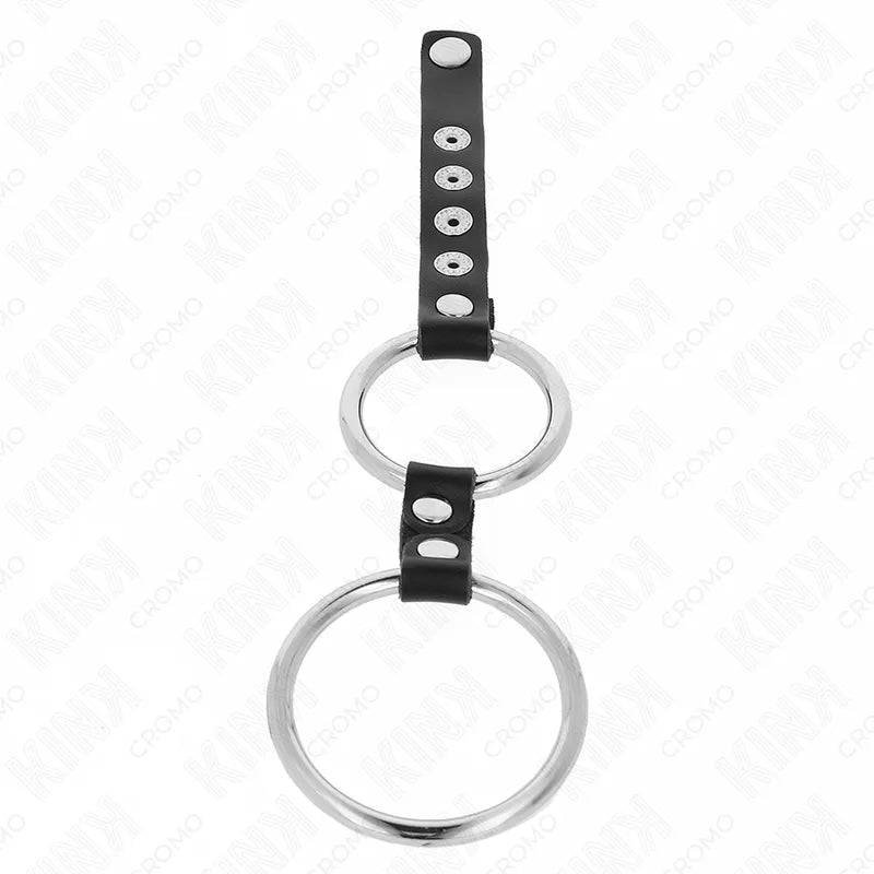 Anneaux péniens ajustables en cuir noir avec boutons pression, design élégant et durable pour confort et contrôle BDSM.