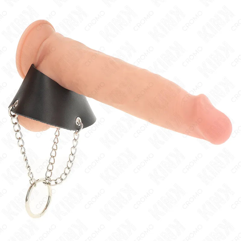 Anneaux péniens cuir ajustable noir, design ergonomique, pour stimulation intense et pratique BDSM, luxe et confort.