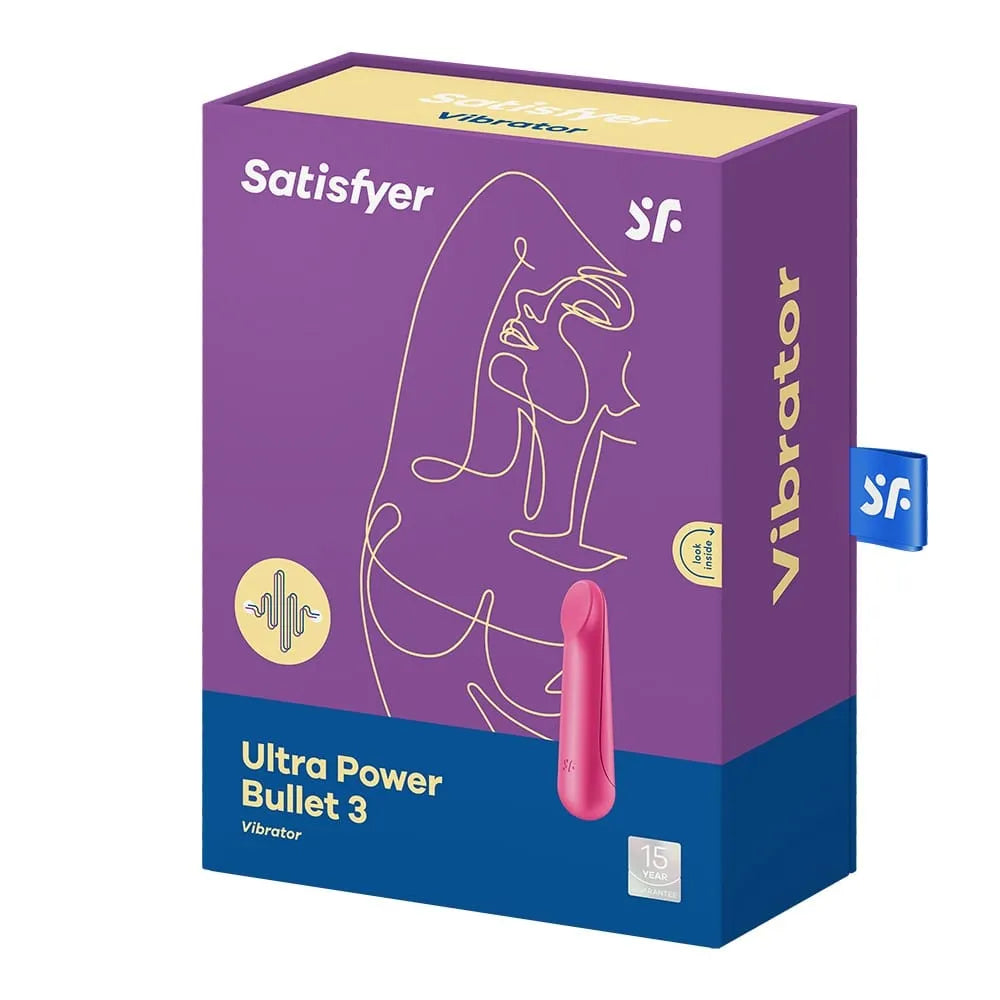Vibromasseur rouge USB Ultra Power Bullet 3, design élégant, silicone biocompatible, waterproof, moteur puissant.