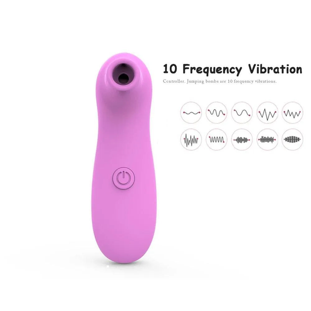 Vibromasseur succion rose de poche, 10 modes, silicone sûr, design compact, idéal pour stimulation clitoridienne.