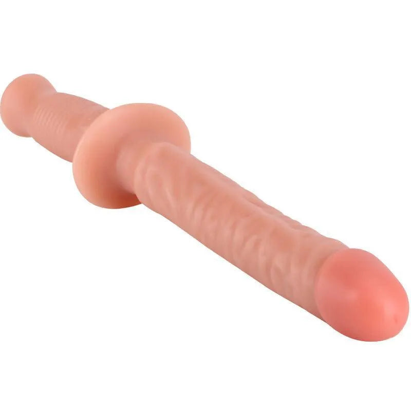 Baguette sexuelle PVC 38 cm, tige veinée réaliste, poignée ergonomique, couleur chair, sans phtalates, style bâton police.