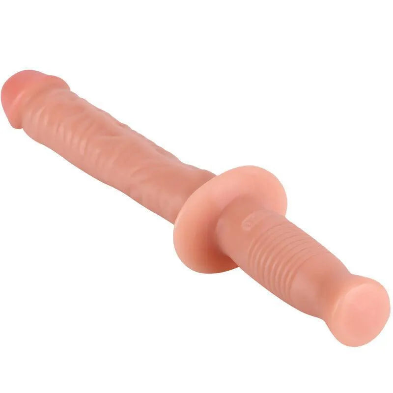 Baguette sexuelle PVC sans phtalates, couleur chair, tige veinée, poignée ergonomique style bâton police, 38 cm.