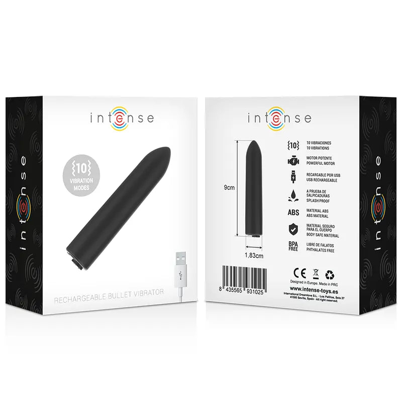 Balle vibrante noire compacte, 8,5 cm, rechargeable USB, 10 modes, discrète, ergonomique, sans phtalates, emballage inclus.