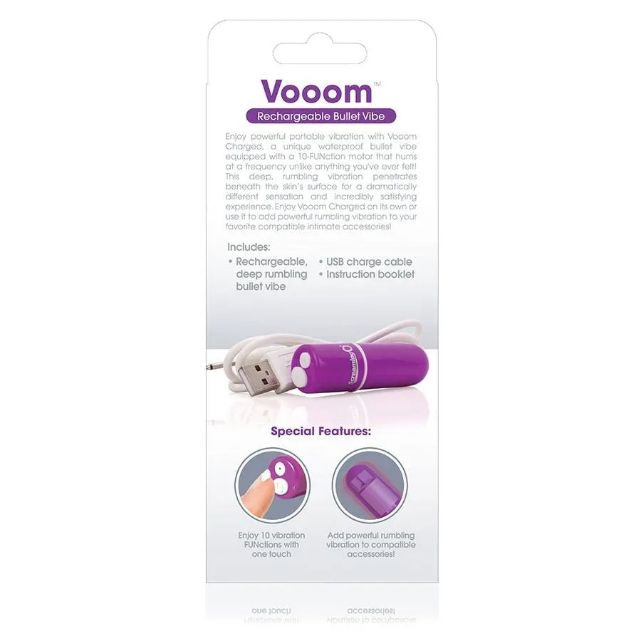 Balle vibrante lilas compacte, rechargeable USB, submersible, en silicone douce, avec câble et modes vibrants visibles.