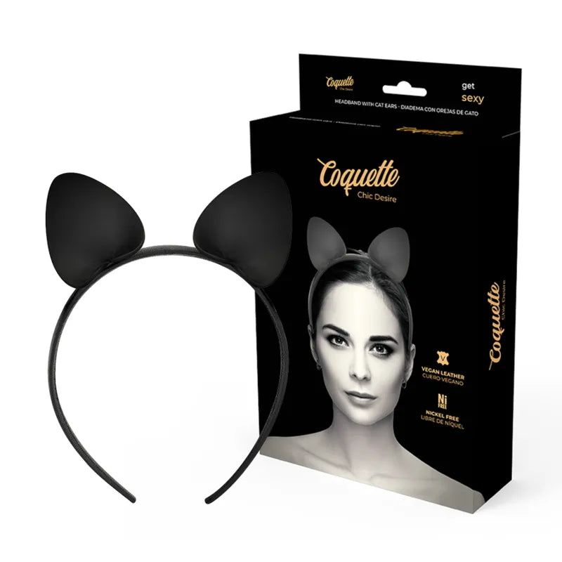 Bandeau cuir végétalien oreilles chat élégant durable éthique ajustable confortable léger polyvalent lingerie quotidien festif coquette chic désir