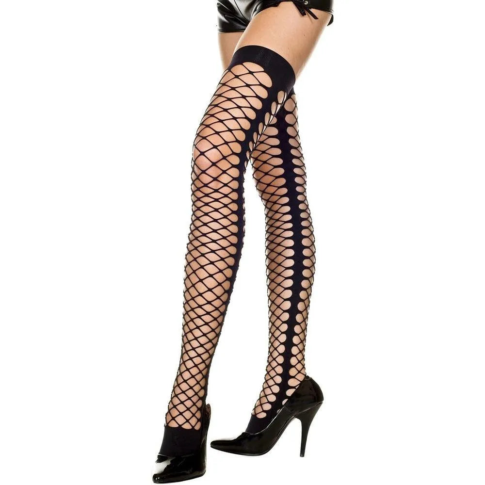 Bas Autofixants Filet Noir Style Legging Extensible Élégant Confortable Ajustement Maintien Doux Durable Sensuel Audacieux Chic Moderne Soirée Quotidien