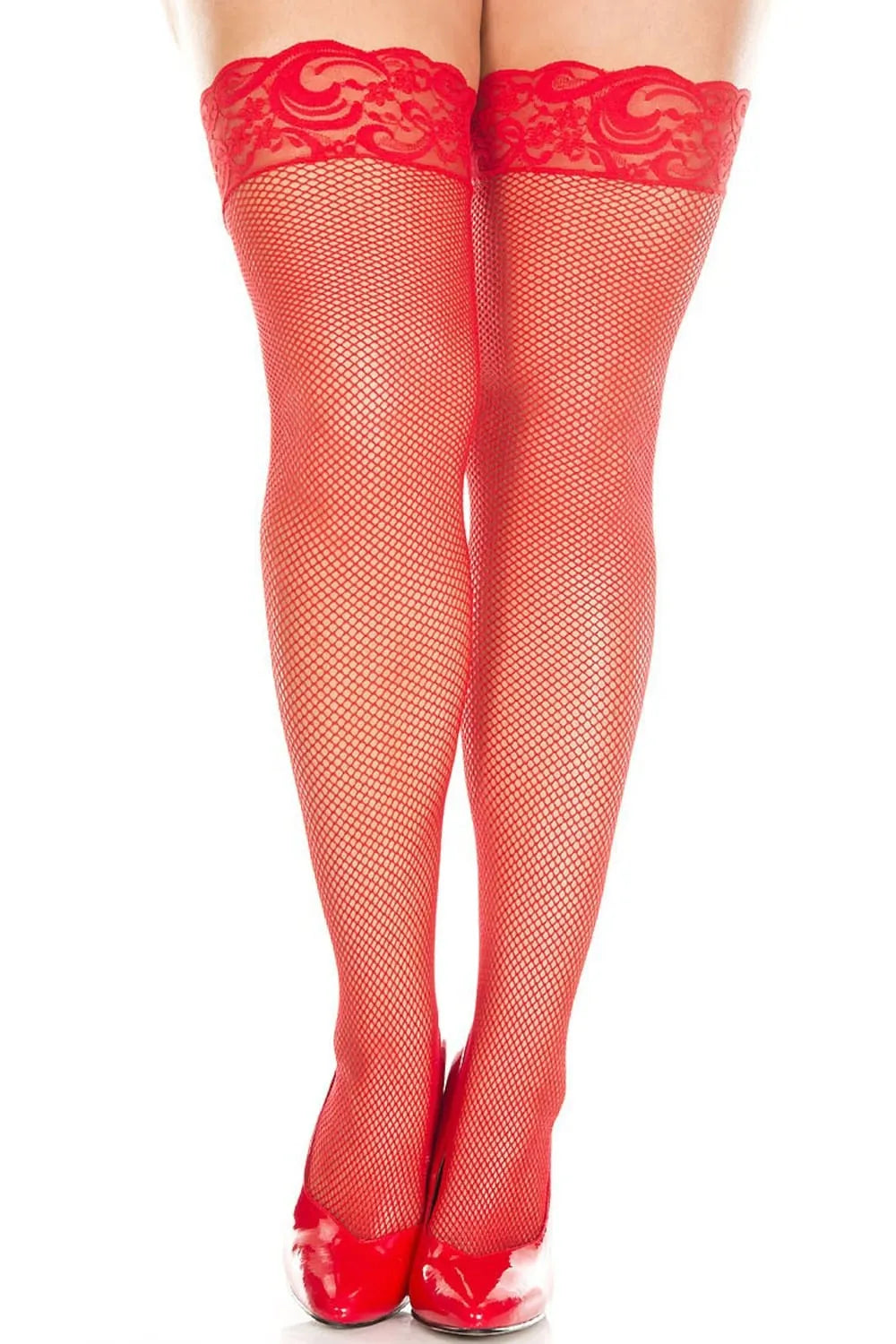bas autofixants rouges dentelle grande taille maintien confortable jarretières élégantes nylon elasthanne extensibles durables glamour séduisant silhouette valorisante