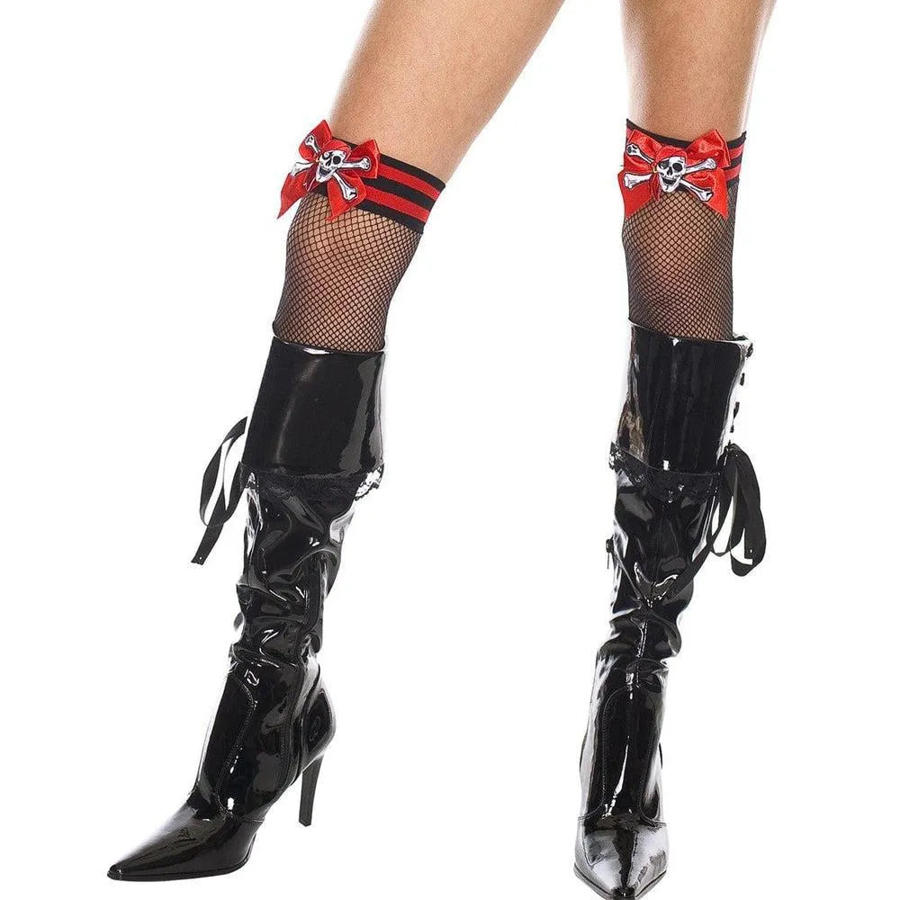 bas résille courts noirs sexy ornement crâne pirate nylon confortables durables extensibles élégants séduisants soirées déguisements