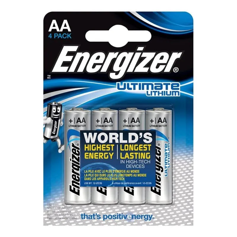 Batterie Lithium AA LR06 Energizer 3500mAh capacité longue durée 20ans courbe plate décharge continue légère 15g blister