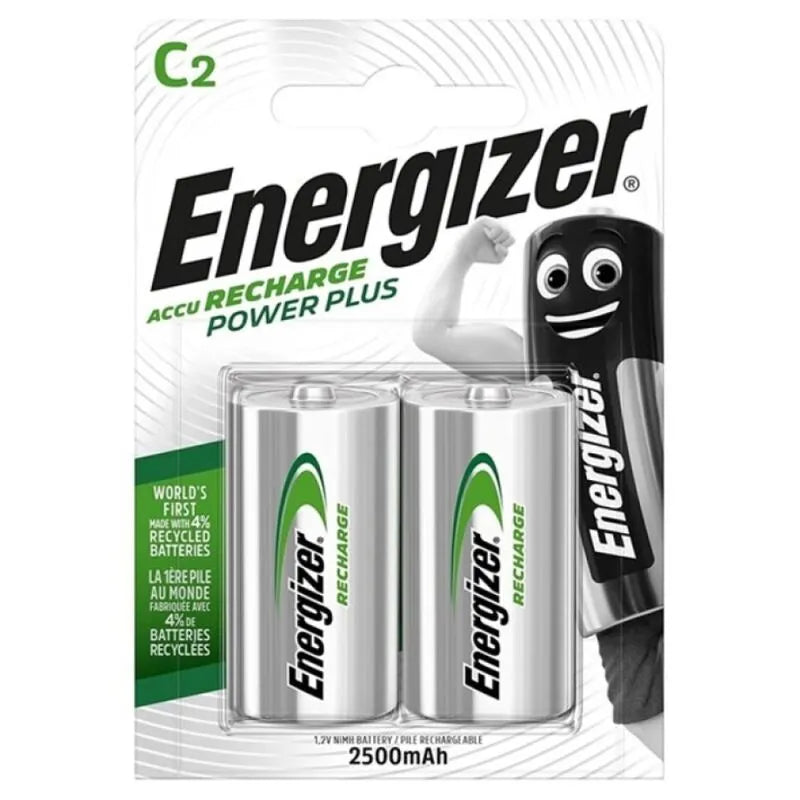 Batteries Rechargeables C NiMH Energizer 2500mAh haute capacité longue autonomie écologique compatibles phares vélo torches lampes jouets radios