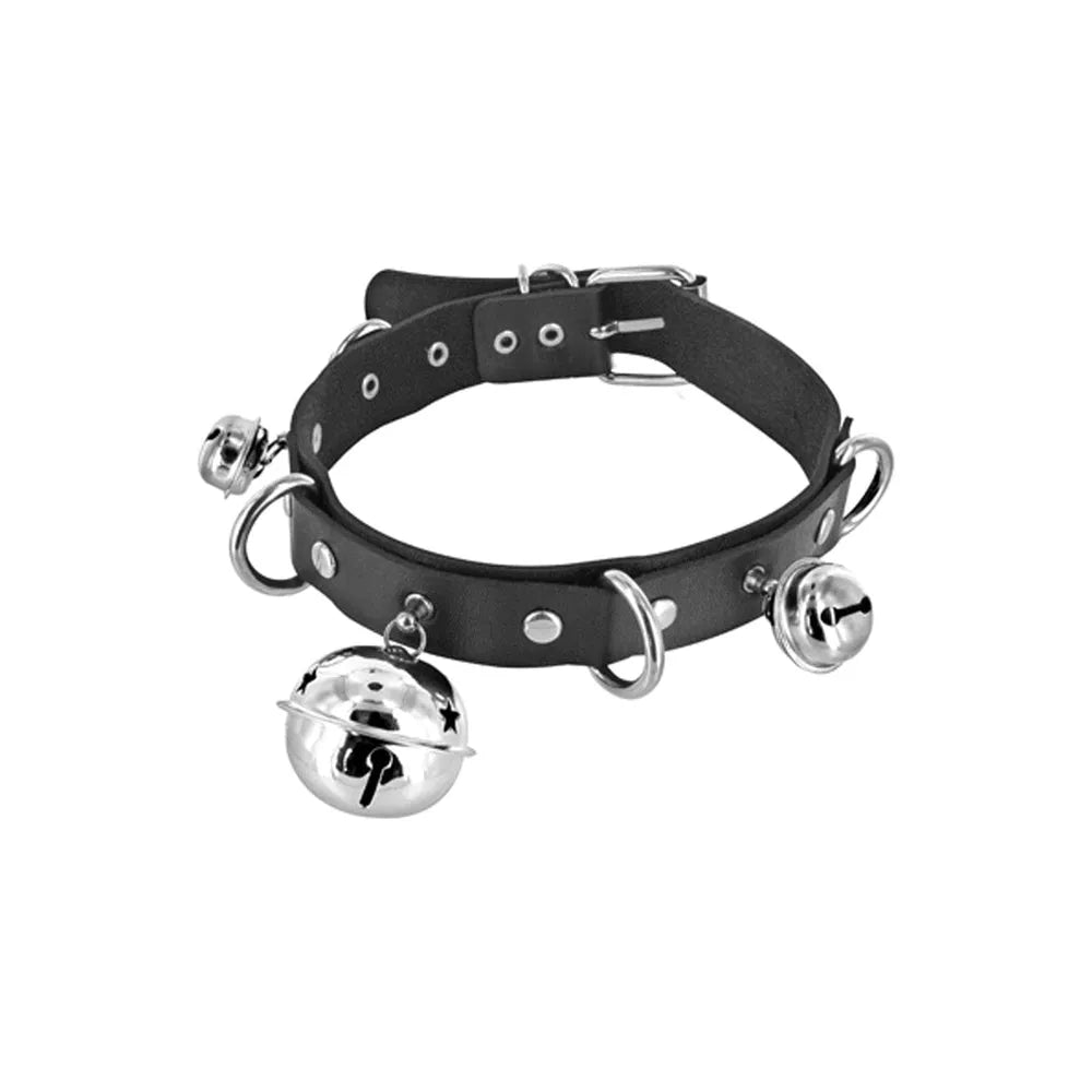 collier baillon BDSM réglable confortable noir qualité anneaux métalliques grelots sonores attaches sécurité ajustable ergonomique bondage soumise