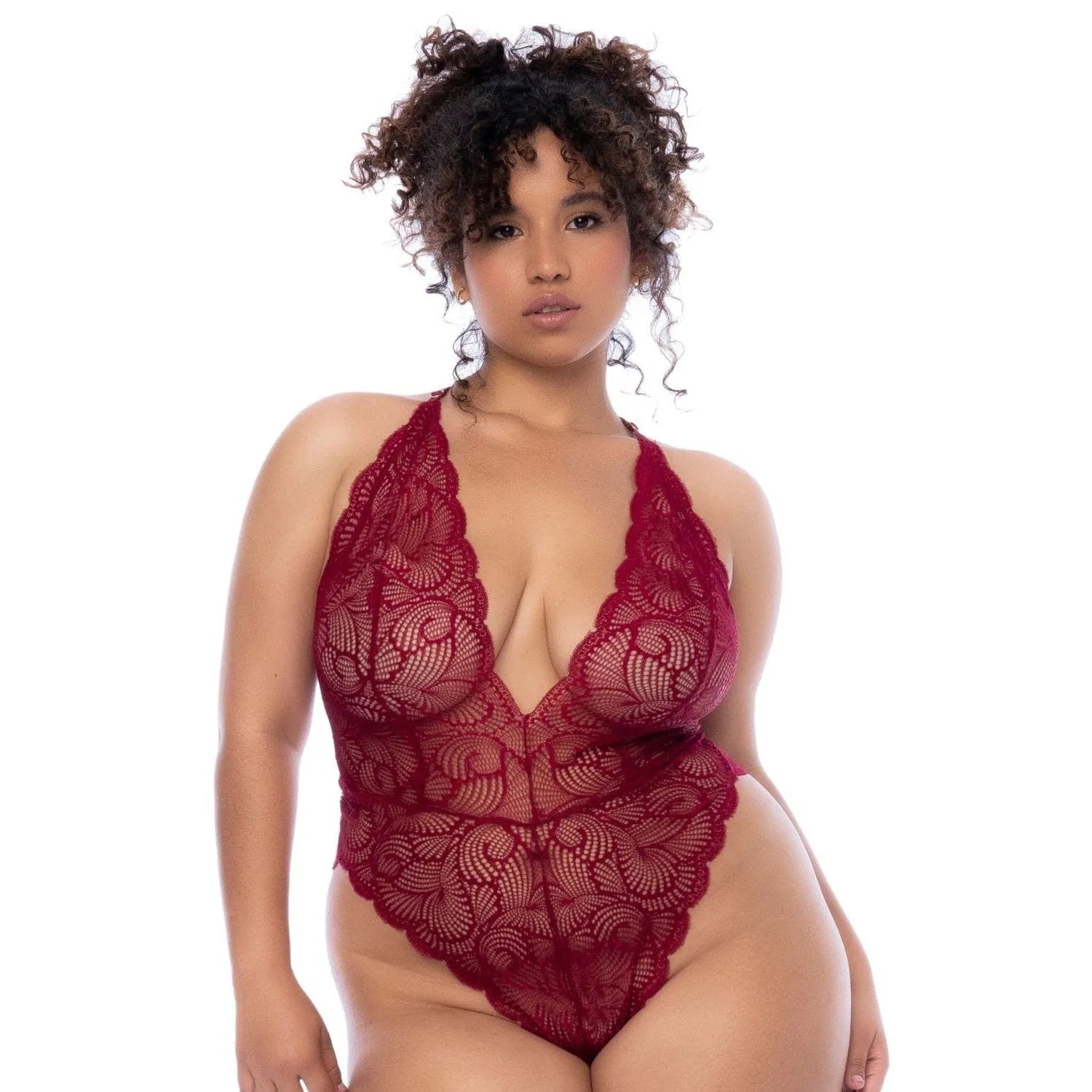 Body dentelle ondulée femme dos ouvert décolleté plongeant sensualité sophistiqué chic extensible confortable entrejambe réglable polyamide élasthanne