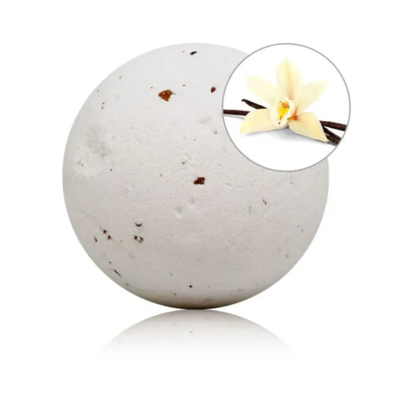 bombe bain vanille pétales rose parfumée aromathérapie relaxante apaisante hydratante tonifiante adoucissante sensorielle luxueuse artisanale gourmande effervescente